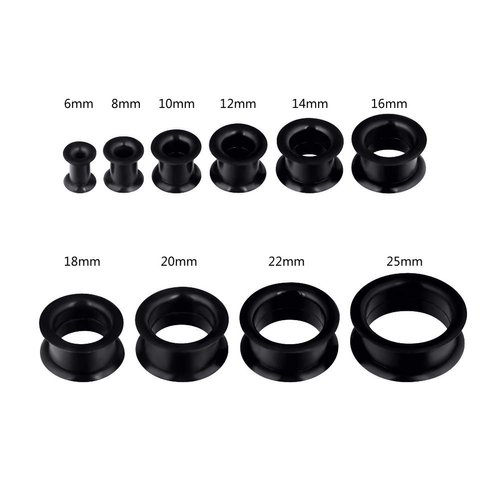 Oyaface 20PCS Black Tunnels Kit 2G to 1 Inch Hard Silicone Gauges Set Ear Plugs Expander Tunnels Piercing Expanding Tools
