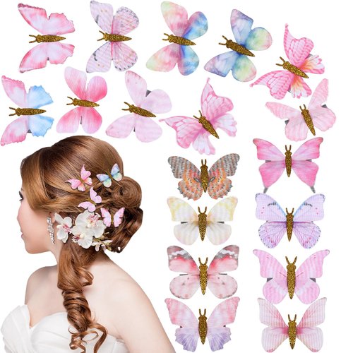 Tyqour 18pcs Cute Small Butterfly Hair Clips for Girls Fun Hair Butterfly Clips Y2k Fairy Butterfly Accessories for Women 90s