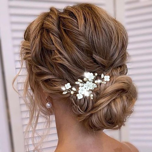 Unicra Flower Wedding Hair Comb Sparkly Crystal Bridal Hair Piece Rhinestone Hair Accessorie for Women