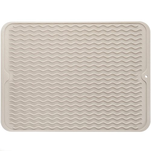 MicoYang Silicone Dish Drying Mat for Multiple Usage,Easy clean,Eco-friendly,Heat-resistant Silicone Mat for Kitchen Counter or Sink,Refrigerator or Drawer liner Tapioca L 16 inches x 12 inches