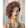 SEVENCOLORS Short Brown Curly Wigs for Black Women Pixie Cut Bob Wigs Synthetic Hair Short Wavy Wigs with Bangs Asymmetrical Brown and Black Wig