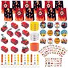 HIPVVILD Fire Truck Party Favors - 72 Pcs Firefighter Birthday Party Supplies Include Gift Bag, Wristband, Button Pin, Fire Truck Toy, Keychain, Tattoo, Firefighter Party Favors for Kids Game Prizes