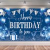 Happy Birthday Backdrop Happy Birthday Decorations for Women Girls Happy Birthday Banner for Women Girl Party Supplies Birthday Party Decorations Backdrop Photography for Girls (Silver and Navy Blue)