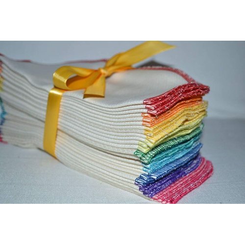 Gina's Soft Cloth Shop 2 Ply Organic Birdseye Washable Baby Wipes 8x8 Inches Set of 20 Rainbow Assortment