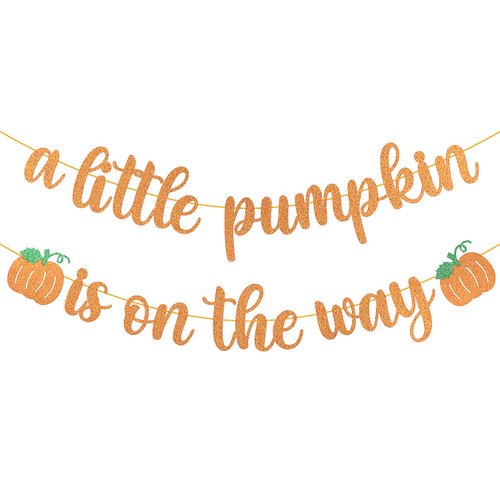 Pumpkin Baby Shower Decorations A Little Pumpkin is On the Way Banner Orange Glitter Pumpkin Boy Girl Birthday Party Decorations Orange Little Pumpkin Banner Thanksgiving Fall Theme Gender Reveal Baby