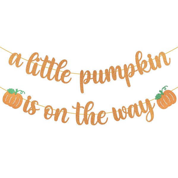 Pumpkin Baby Shower Decorations A Little Pumpkin is On the Way Banner Orange Glitter Pumpkin Boy Girl Birthday Party Decorations Orange Little Pumpkin Banner Thanksgiving Fall Theme Gender Reveal Baby
