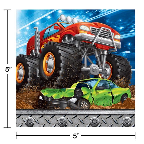 Monster Truck Beverage Napkins, 16 ct