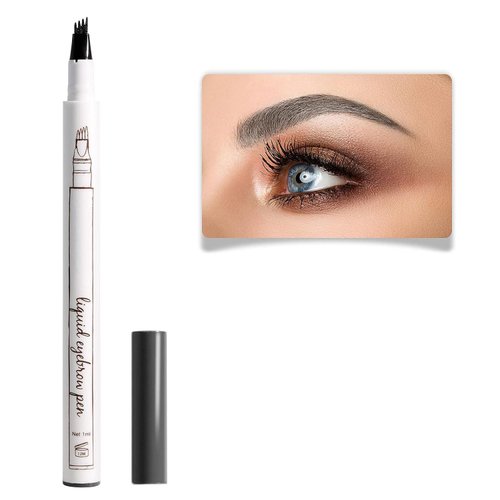 Tattoo Eyebrow Pen with Four Tips Long-lasting Smudge-Proof All Day Waterproof Brow Gel and Tint Dye Cream for Eyes Makeup (#3-dark grey)