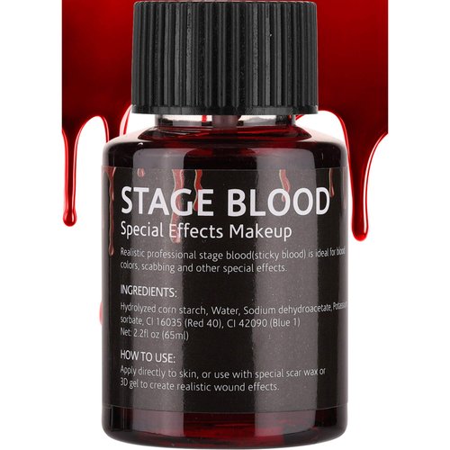 DELISOUL Fake Blood, Ultra-Realistic Stage Blood(2.2 Fl Oz), SFX Makeup Kit, Professional Special Effects Makeup Kit, FX Fake Wound For Halloween Bloody Costum, Cosplay, Theatre, Stage, Never Dries