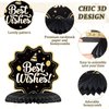 12 Pieces Happy Birthday Decorations Birthday Honeycomb Centerpieces for Table Decorations Birthday Honeycomb Table Topper for Women Men Birthday Theme Party Supplies (Gold, Black)