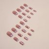 ANDGING French Tip Press on Nails Pink Coffin Short Medium Glue on Nails with Glitter Gold Striped Design Gel Acrylic Fake Nails for Wedding False Nails Women Manicure Stick on Nail with Glue AL668I8