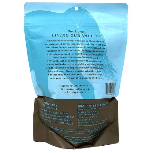 Withers & Withers Sugar-Free Horse Treats – Organic Peppermint, Marshmallow with Oat Bran Horse Cookies, Goat Treats 16 Oz – Humane Plant-Based Ingredients