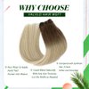 Weft Hair Extensions Human Hair Brown Highlights Platinum Blonde Sew in Hair Extensions Real Human Hair Brown Hair Weft Extensions Human Hair Weave 14inch 80g for Full Head