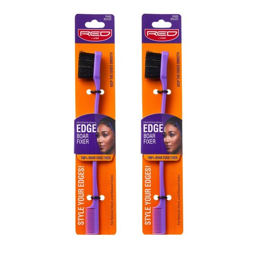 Red by Kiss Ultimate Edge Fixer Professional Boar Hair Brush (100% Boar Hair) 2 Pack