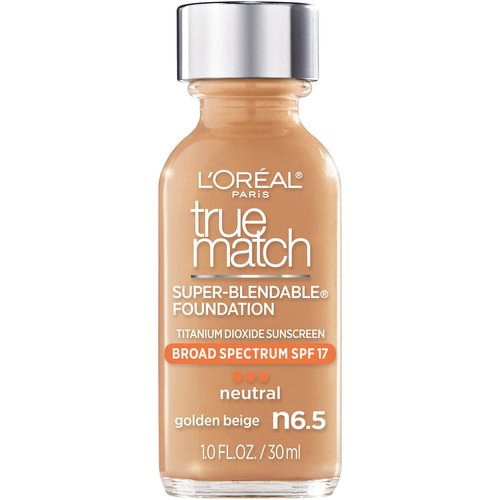 L'Oreal Paris Makeup True Match Super-Blendable Liquid Foundation, Golden Beige N6.5, 1 Fl Oz,1 Count