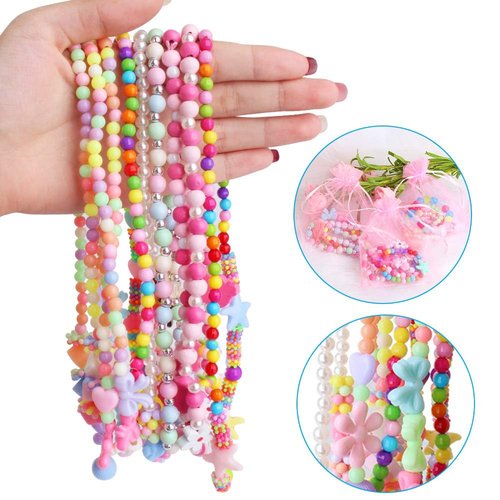 ONESING 22 Pcs Toddler Costume Jewelry Gift Princess Necklace Bracelet Set Girls Play Jewelry Kit Necklace Bracelet for Kids Play Dress Up