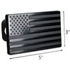 MULL USA Flag Metal Trailer Hitch Cover with Anti-Rattle Locking Pin (Fits 2" Receivers, Black)