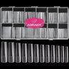 AORAEM XXL Square Clear Fake Nails 240PCS, Long Tapered Square Nail Tips Half Matte Design Extra Long Acrylic Nail Tips with Case for Home DIY Nail Salons
