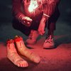 XONOR Fake Human Severed Feet Bloody Dead Body Parts Haunted House Halloween Decorations, 2-Pieces (Left and Right)