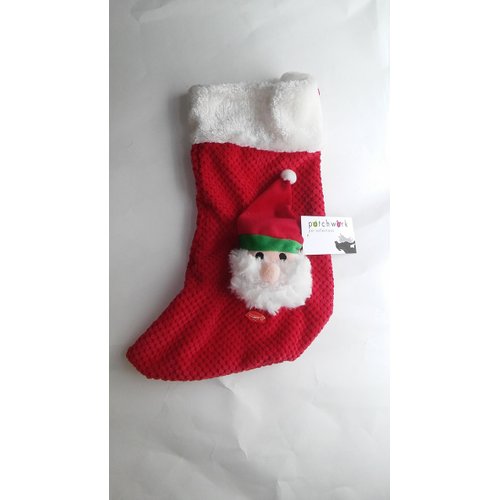15 Inch Holiday Christmas Santa Hat Stocking With Squeaker By Patchwork