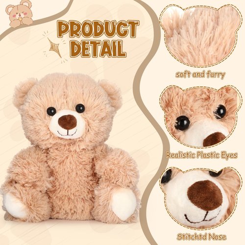 Jenaai 8 Pcs 10 Inches Stuffed Animal Bear Bulk Valentine's Day Gift Soft Cute Baby Shower Bear Small Stuffed Plush Toys for Girls, Boys, Back to School Birthday Wedding Party(Classic Style)