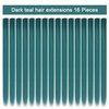 SHKJCHP 16 Pcs Straight One Color Party Highlights Clip on in Hair Extensions Colored Hair Streak Synthetic Hairpieces (Dark teal)