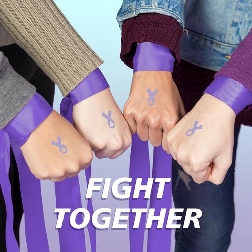 CrateGurus Co. 600 Pcs Lavender Awareness Ribbon Tattoo Stickers Bulk World Cancer Day Gifts Foster Care Caregiver Vulvar Cancer Awareness Products Infantile Spasms Purple All Cancer Awareness Items