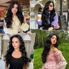 ALXNAN Hair Extensions, 4PCS Clip in Hair Extensions,14 Inches Black Long Wavy Natural Soft Synthetic Hairpieces for Women