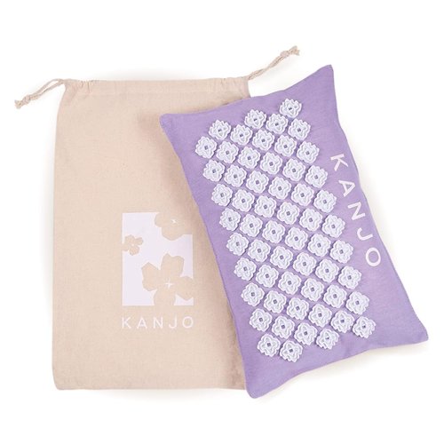 FSA HSA Eligible Kanjo Aromatherapy Acupuncture Pillow Lavender, 100% Cotton Linen Pillow for Back Pain and Neck Pain Relief with Natural Cork Filling
