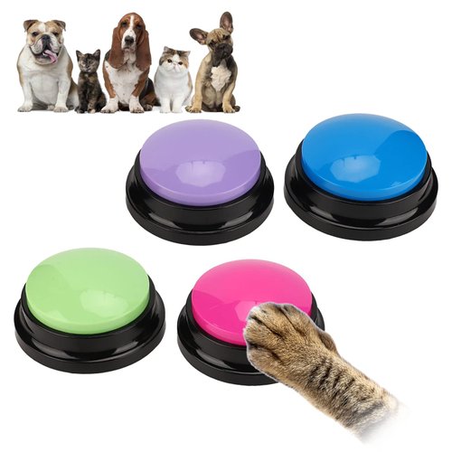 Sanpyl Dog Buttons, 4Pcs Dog Talking Set Voice Recorder for Dog Communication, Pet Recordable Buttons 30s Clear Voice Recording Funny Dogs Cats Pets, Easy Press