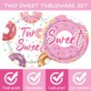 96 Pcs Two Sweet Donut Birthday Party Supplies Girls Donut Themed Tableware Table Decor Baby Girl 2nd Birthday Donut Plates Napkins Dinnerware Party Favor for Girls Birthday Baby Shower 24 Guests
