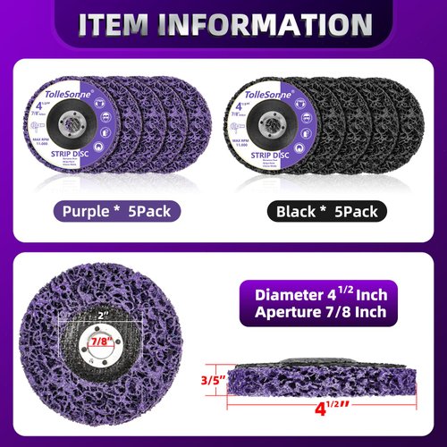 10 Pack Strip Discs 4-1/2 Inch Quick Stripping Wheel Paint Stripper for Angle Grinder Clean and Remove Paint Coating Rust Welds Oxidation for Metal and Wood (4-1/2" x 7/8")