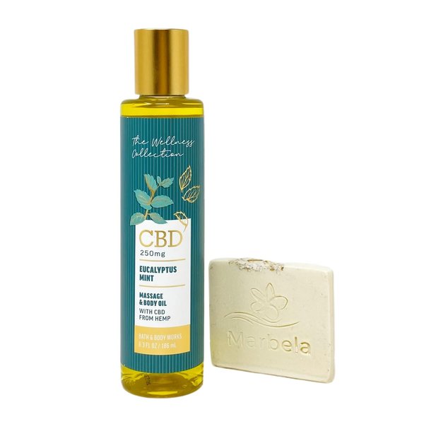 Bath & Body Works Eucalyptus Mint Massage & Body Oil with a Natural Oats Sample Soap