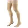 Truform 30-40 mmHg Compression Stockings for Men and Women, Thigh High Length, Dot-Top, Open Toe, Beige, Small