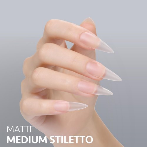 GAOY Medium Stiletto Fake Nail Tips, 360Pcs Matte Soft Gel X Nail Tips, 15 Sizes Full Cover Acrylic False Press on Nails Tips, Nail Extension Tips
