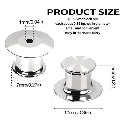 40PCSLocking Pin, Backs LockingPin,Keepers Clasp,Flat Head clamp,Needle Back Lock,Suitable for brooches, Lapels, Badges, Enamel Needles and DIY Crafts,Without Needle
