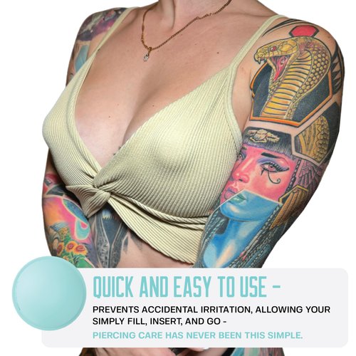 Base Laboratories Nipple Piercing Aftercare Soaker Set | Hands-Free Nipple Piercing Cleaner | Nipple Piercing Kit for Women | Cracked Nipple Care | 2 Silicone Cups