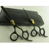 5.5" Professional Barber Razor Edge Titanium Coated Hair Cutting and Texturizing Shears Scissors Black Set+case