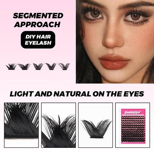 DIY Eyelash Extension Kit Individual Lashes Cluster D Curl Mix Lash Clusters with Bond and Seal and tweezers kit Lash Extensions (30D+40D)