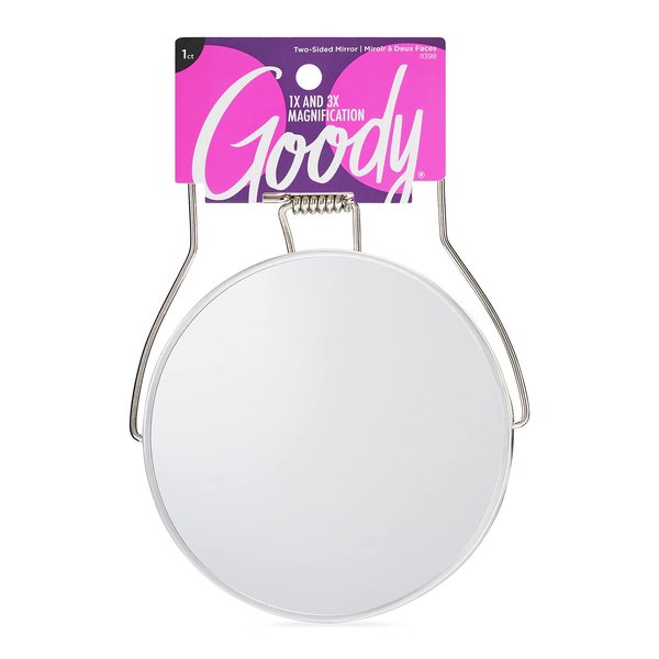 Goody Two-Sided Makeup Mirror with Stand - 1X and 3X Dual Sided Magnification - Lightweight & Portable Table Top Magnifying Vanity Mirror