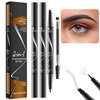 2PCS Eyebrow Pen,2-in-1 Magical Eyebrow Pencil with 4 Tip Microblading Brow Pen,Waterproof Ultra-Precise Brow Pencil,with Dual-ended Eyebrow Brush,Eyebrow Drawing Tool for Natural Looking,Grey