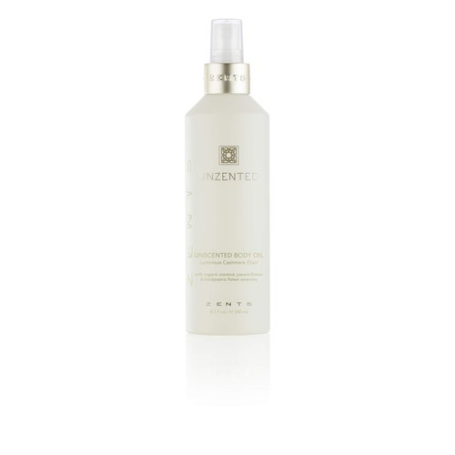 Zents Luminous Cashmere Body Oil (Unzented, Fragrance-Free), Soften and Moisturize Skin with Vitamin E and Organic Coconut Oil, 8 fl oz