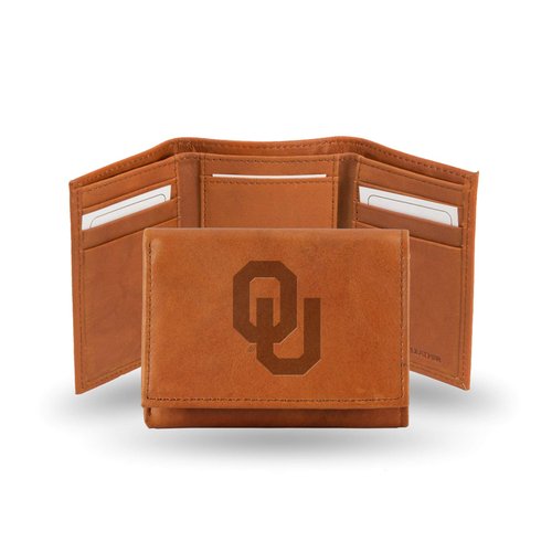 Rico Industries NCAA Embossed Leather Trifold Wallet, Oklahoma Sooners