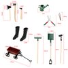 SG Store 11Pcs 1:12 Dollhouse Working Accessories Dolls House Miniature Garden Set Shovel Rake and Spade Watering Can Pulling Cart Mini Cart Garden Tools