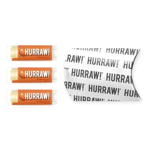 Hurraw! Orange Lip Balm, 3 Pack: Organic, Certified Vegan, Cruelty and Gluten Free. Non-GMO, 100% Natural Ingredients. Bee, Shea, Soy and Palm Free. Made in USA