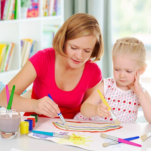 YGAOHF 48 Pack Paint Brushes for Kids - Kids Paint Brushes with Durable Bristle, Big Washable Chubby Toddler Paint Brushes, Easy to Clean Round Flat Brushes for Acrylic Oil Watercolor Washable Paint