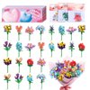 Uiseba Valentines Day Gifts for Kids Classroom/School,24PCS Building Blocks Flower Kits and Valentines Cards,Toys for 3+ Years Old Girls & Boys