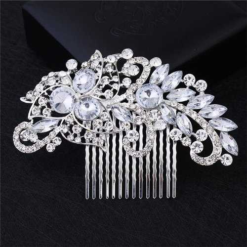 VESOCOZGSZ Wedding Crystal Flower Pearl Hair Comb Pins for Women Rhinestone Wedding Bridal Jewelry Boho Vintage Hair Piece (Style7)