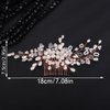 Teyglen Pearl Bride Wedding Hair Comb Flower Crystal Hair Piece Bridal Pearl Hair Comb Rhinestone Headpiece Hair Accessories for Women Girls (Rose gold)