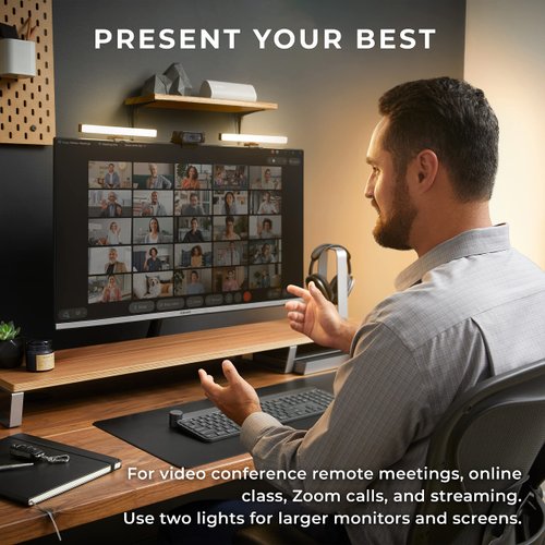 HumanCentric Video Conference Lighting - Webcam Light for Streaming, LED Monitor and Laptop Light for Video Conferencing, Zoom Lighting for Computer, Replaces Ring Light for Zoom Meetings, Double Kit